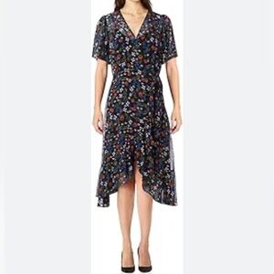 Calvin Klein Women's Floral-Print Flutter-Sleeve Shift Dress Size 2